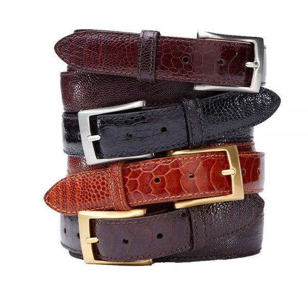 Ostrich Leg Leather Belt – Genuine Exotic Skin Belt – RL20LO