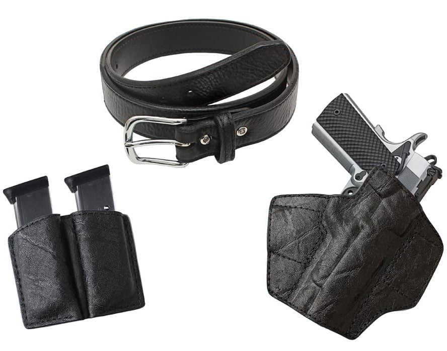 Gun and Belt Holster with Mag Pouch – Elephant Leather Combo – RL