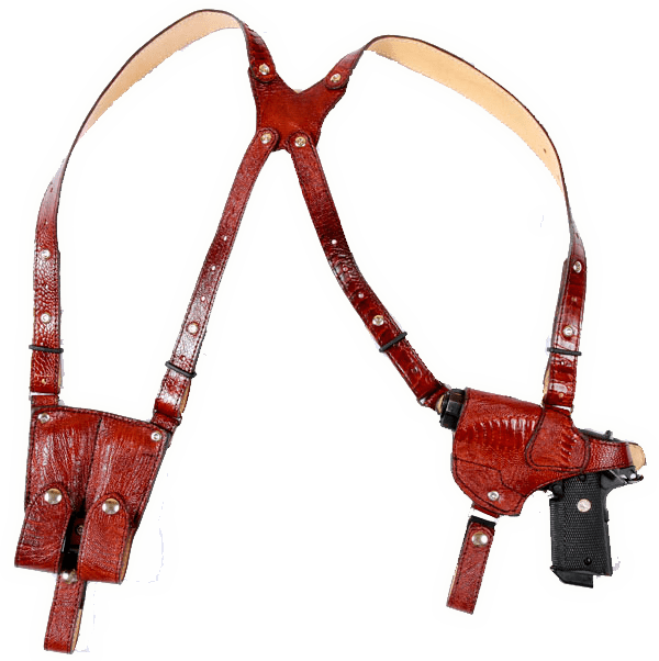 Ostrich Leg Leather Double Shoulder Holster – RL-SH04