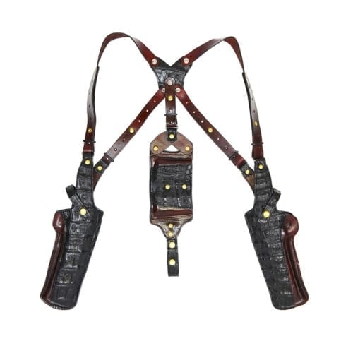 RL-SH03-TA Trim Alligator Skin Dual Gun Shoulder Holster System – Two tones